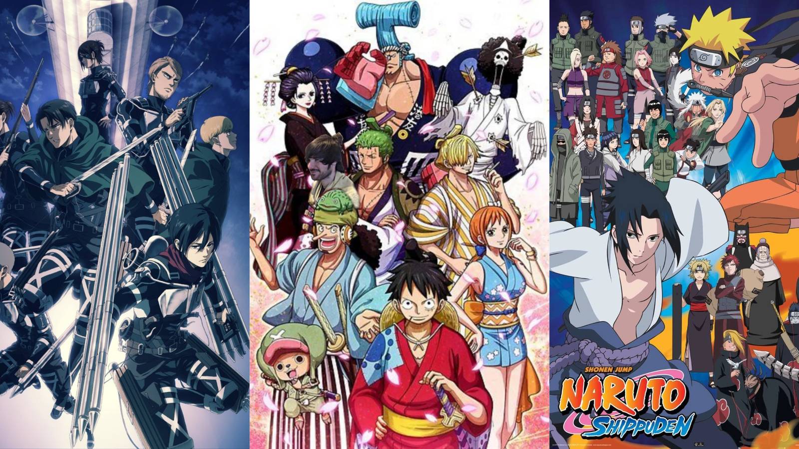attack on titan, one piece naruto