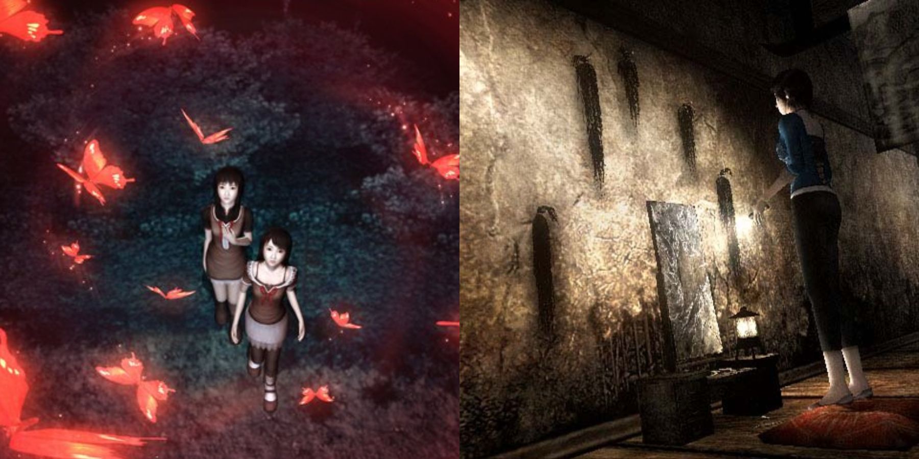 Split image of Fatal Frame 2 and 3.