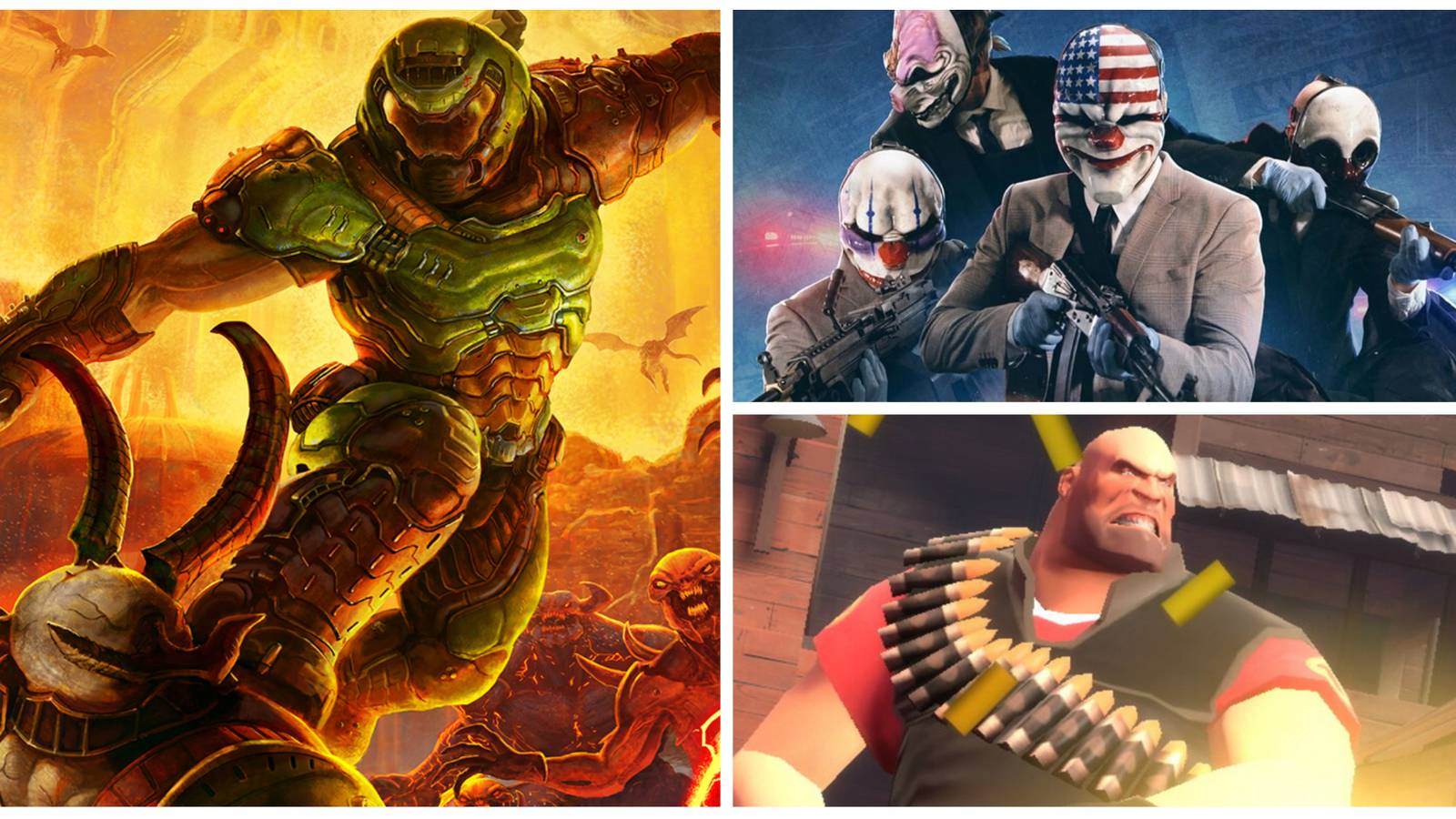 doom eternal, team fortress 2, payday 2