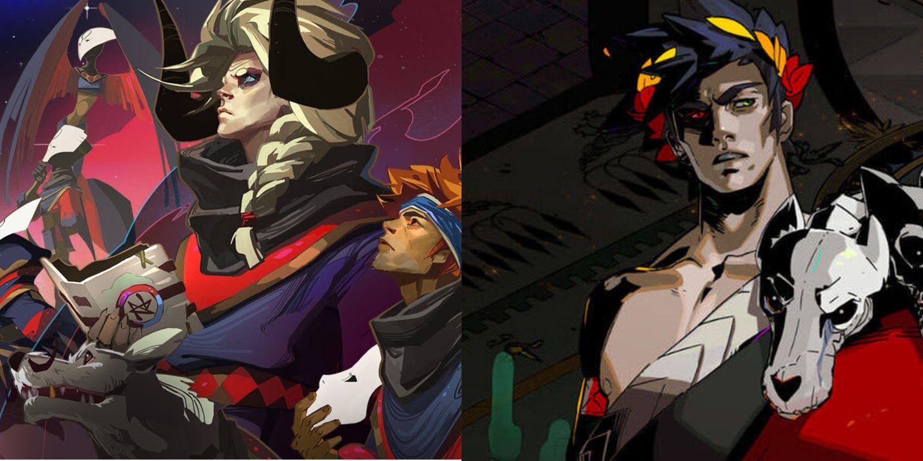Split image of Pyre and Hades.