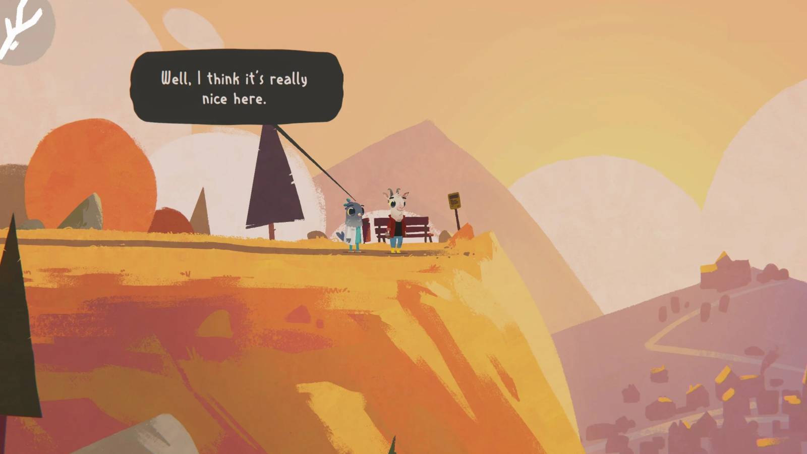 Finley and goat looking over town.