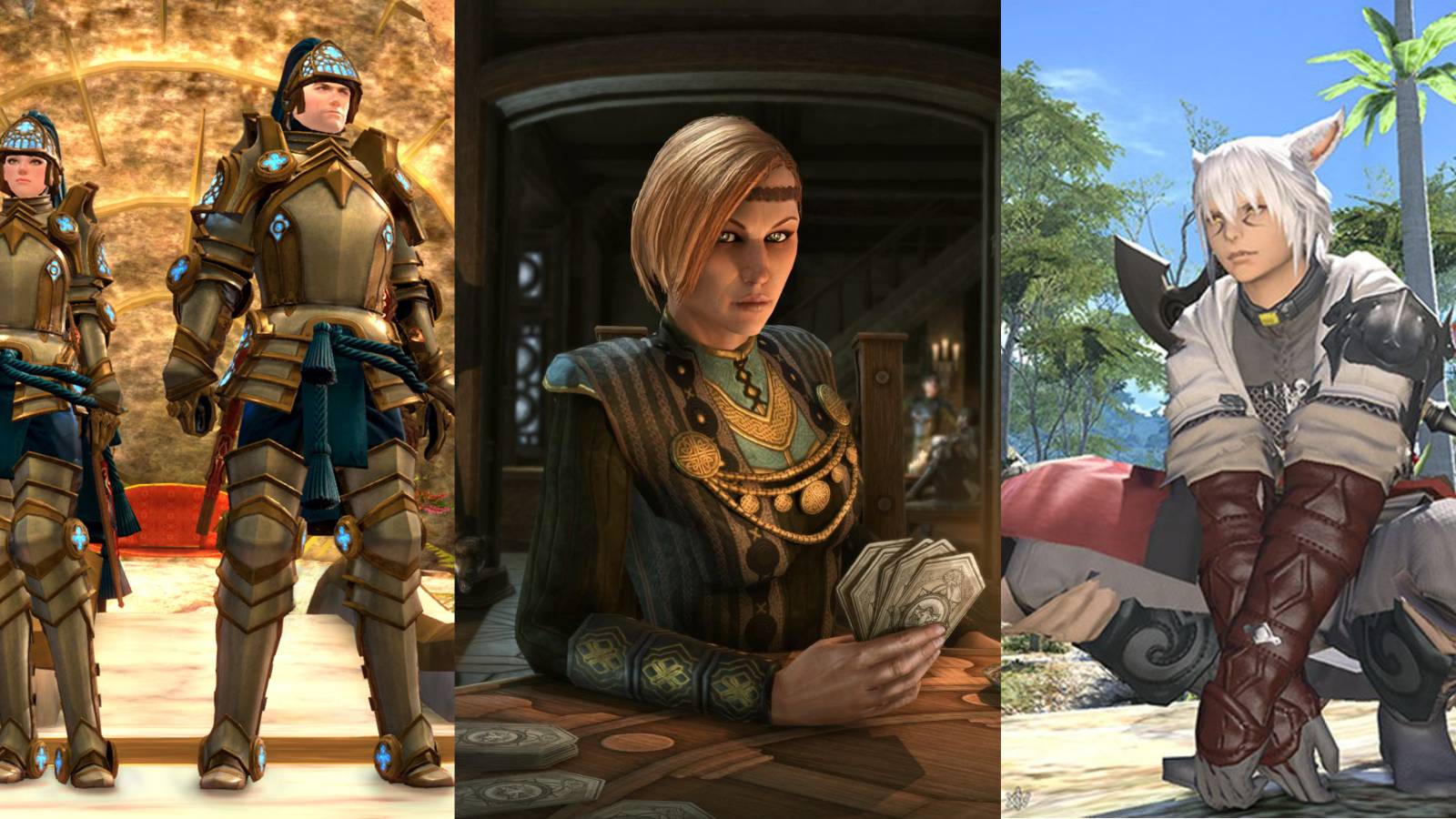 Split image of Guild Wars 2, Elder Scrolls Online, and Final Fantasy 14.