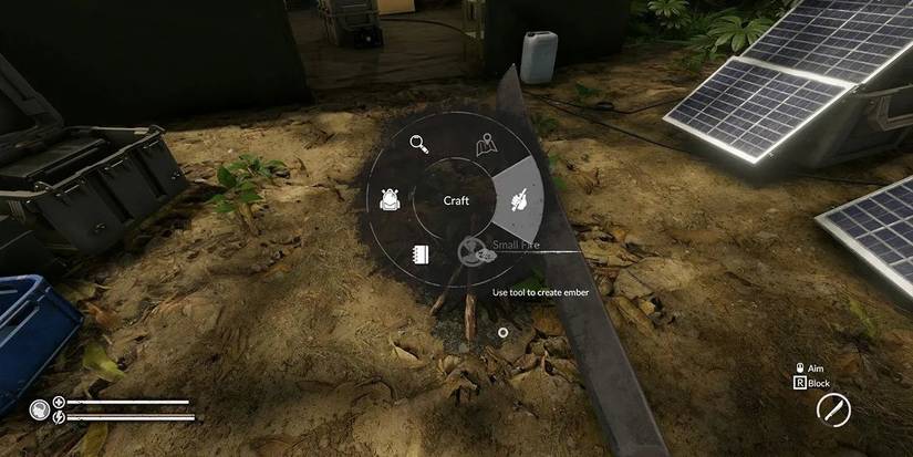 Pressing on crafting on the menu wheel in Green Hell