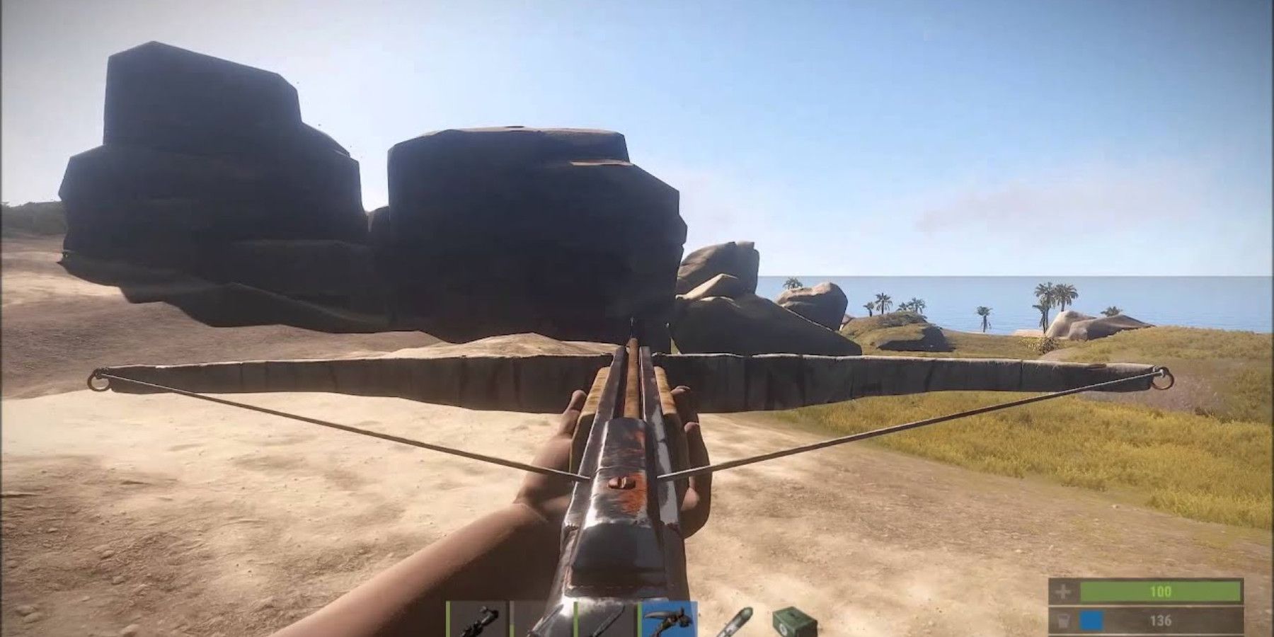 Player using the Crossbow in Rust