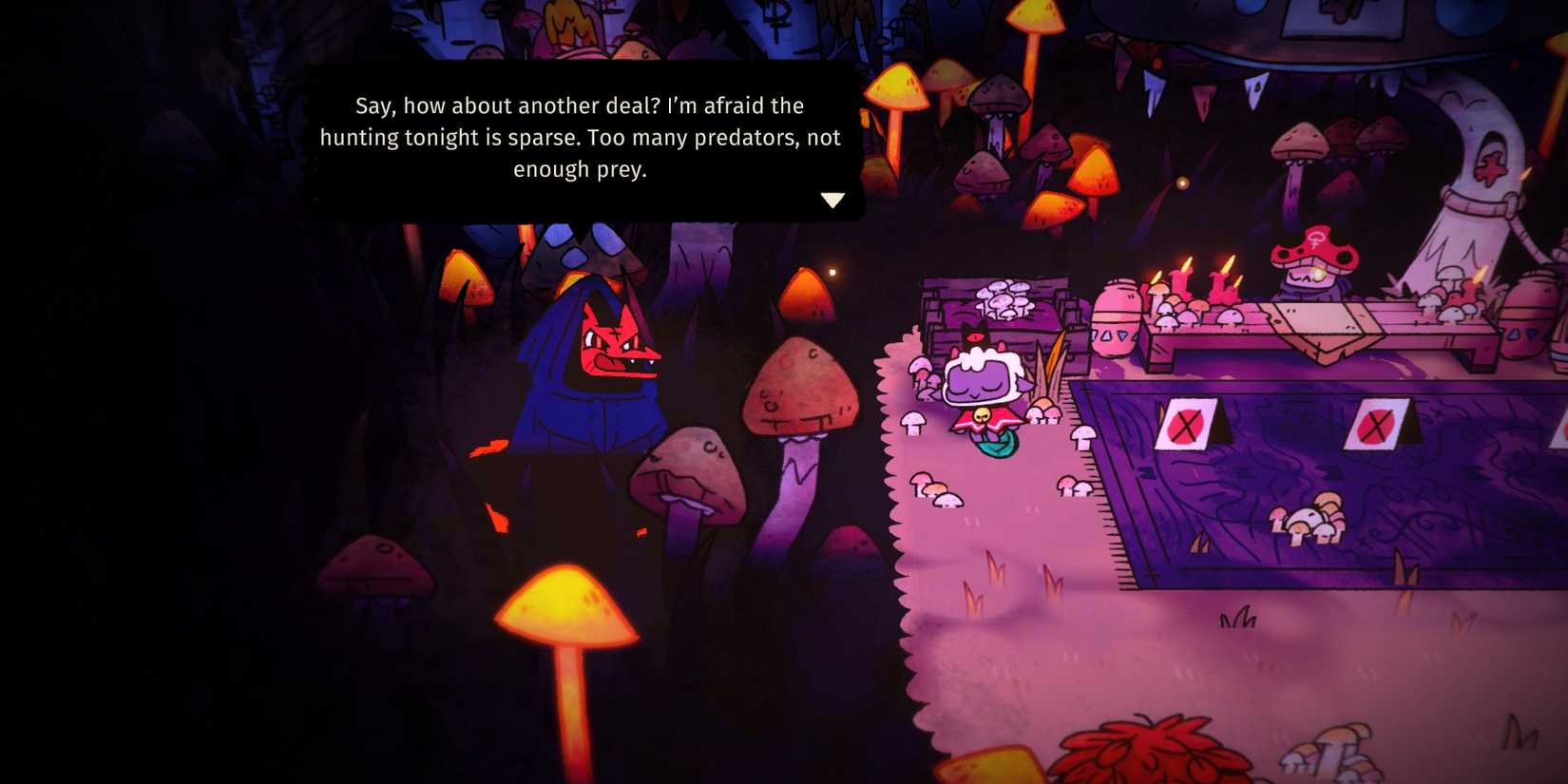 Cult Of The Lamb Spore Grotto at night