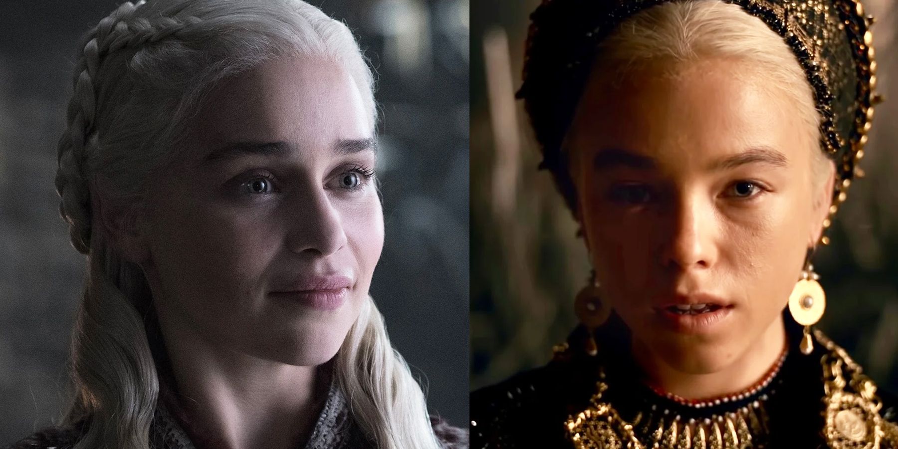 Daenerys and Rhaenyra Targaryen in Game of Thrones and House of the Dragon.