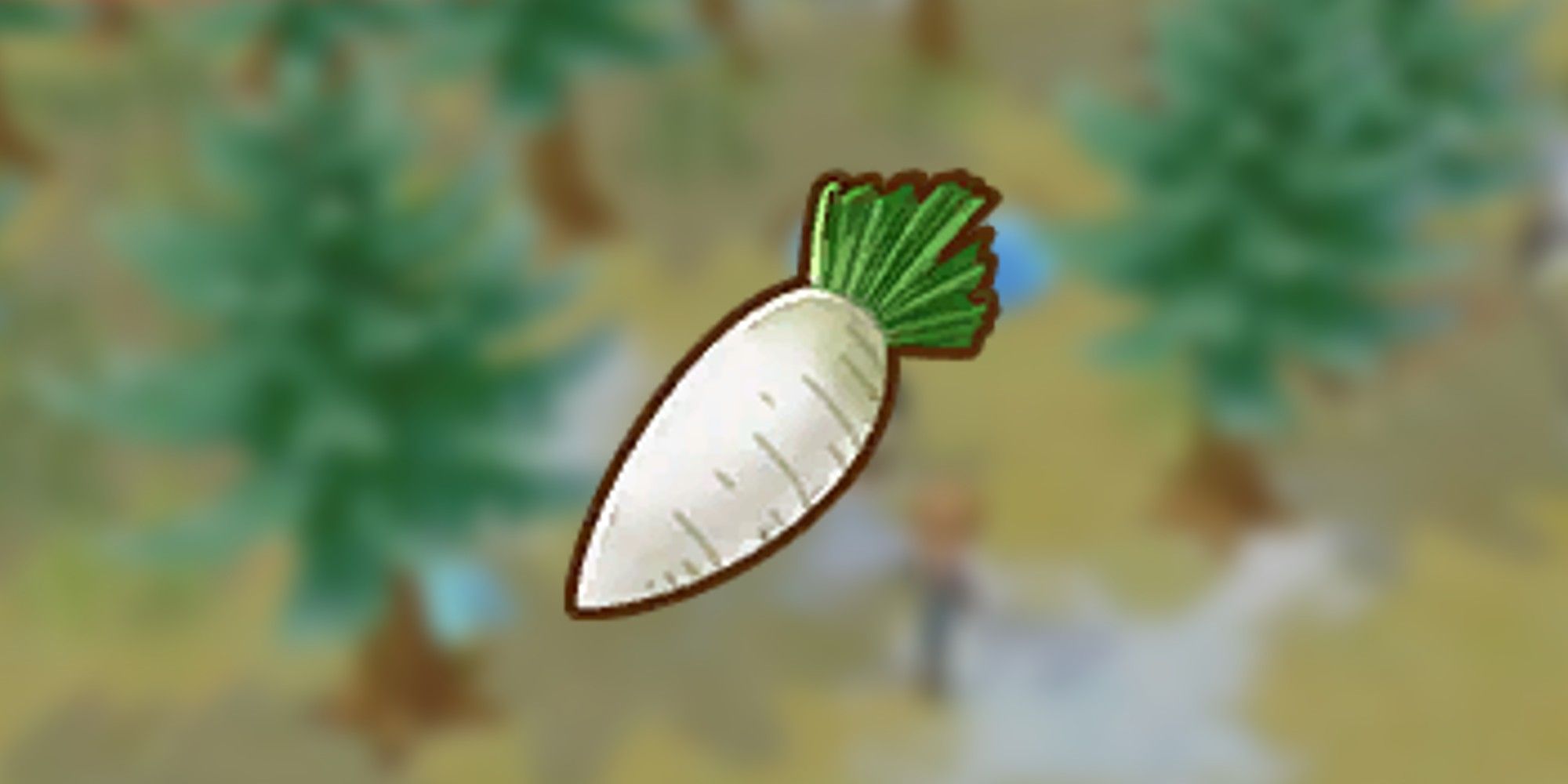 Daikon Radish in front of a snowy background in Story of Seasons: Pioneers of Olive Town