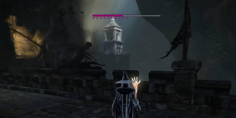 Death falling off a cliff