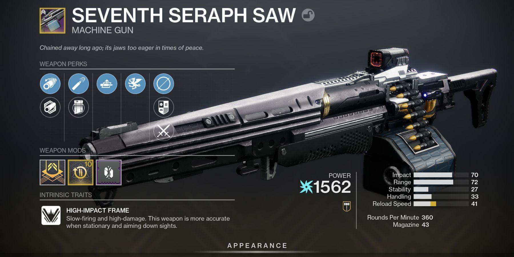 Destiny 2 Seventh Seraph Saw Machine Gun