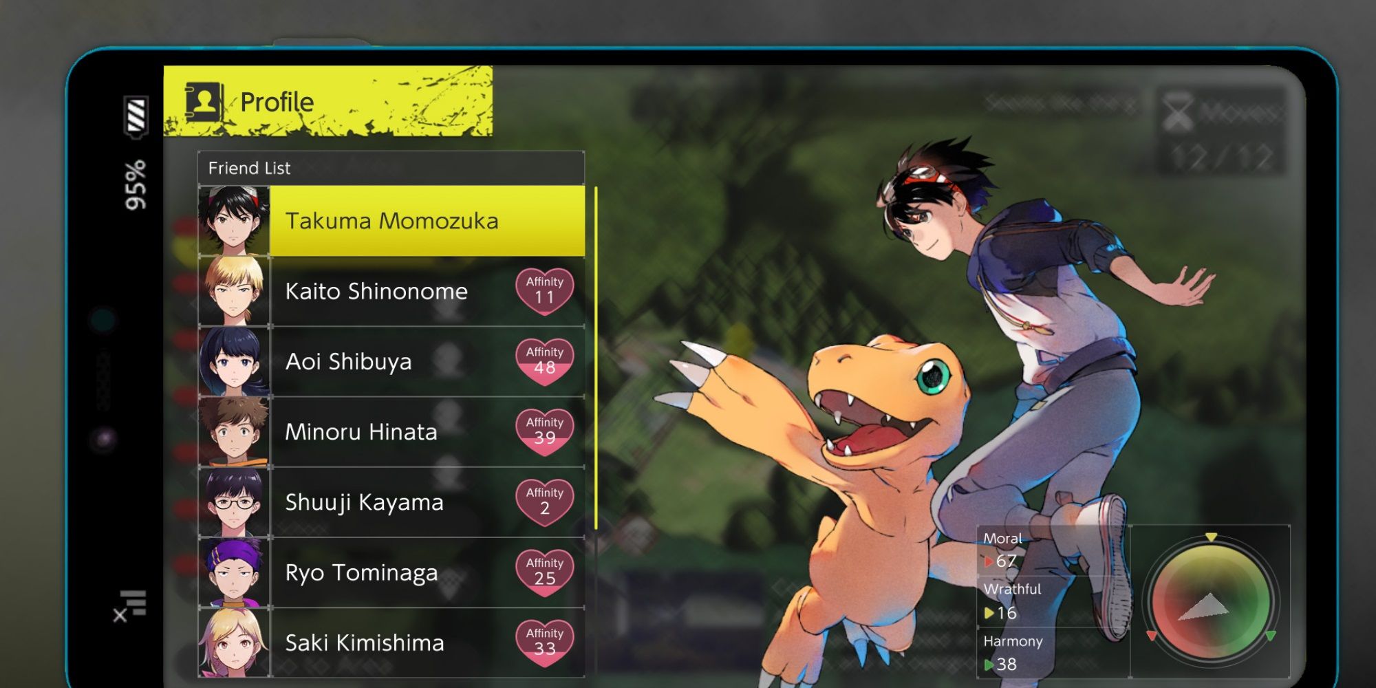 Digimon Survive - Affinity gauges