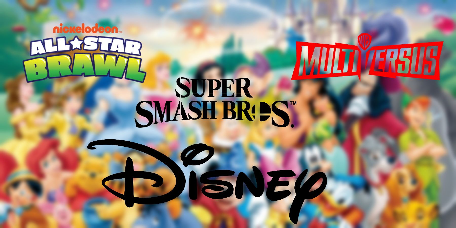 Disney and Platform Fighters with Nickelodeon Smash Bros and MultiVersus Logos