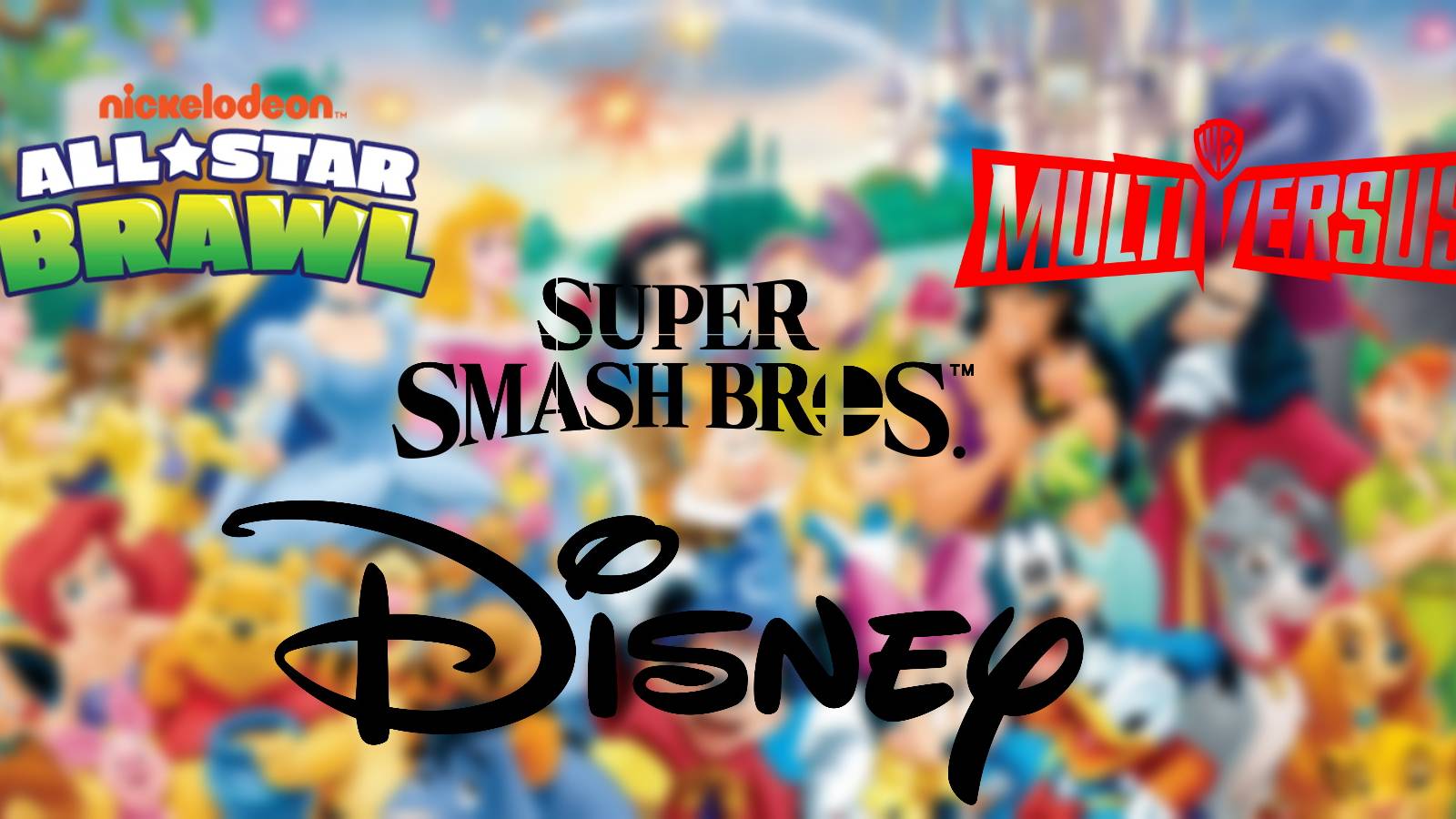 Disney and Platform Fighters with Nickelodeon Smash Bros and MultiVersus Logos