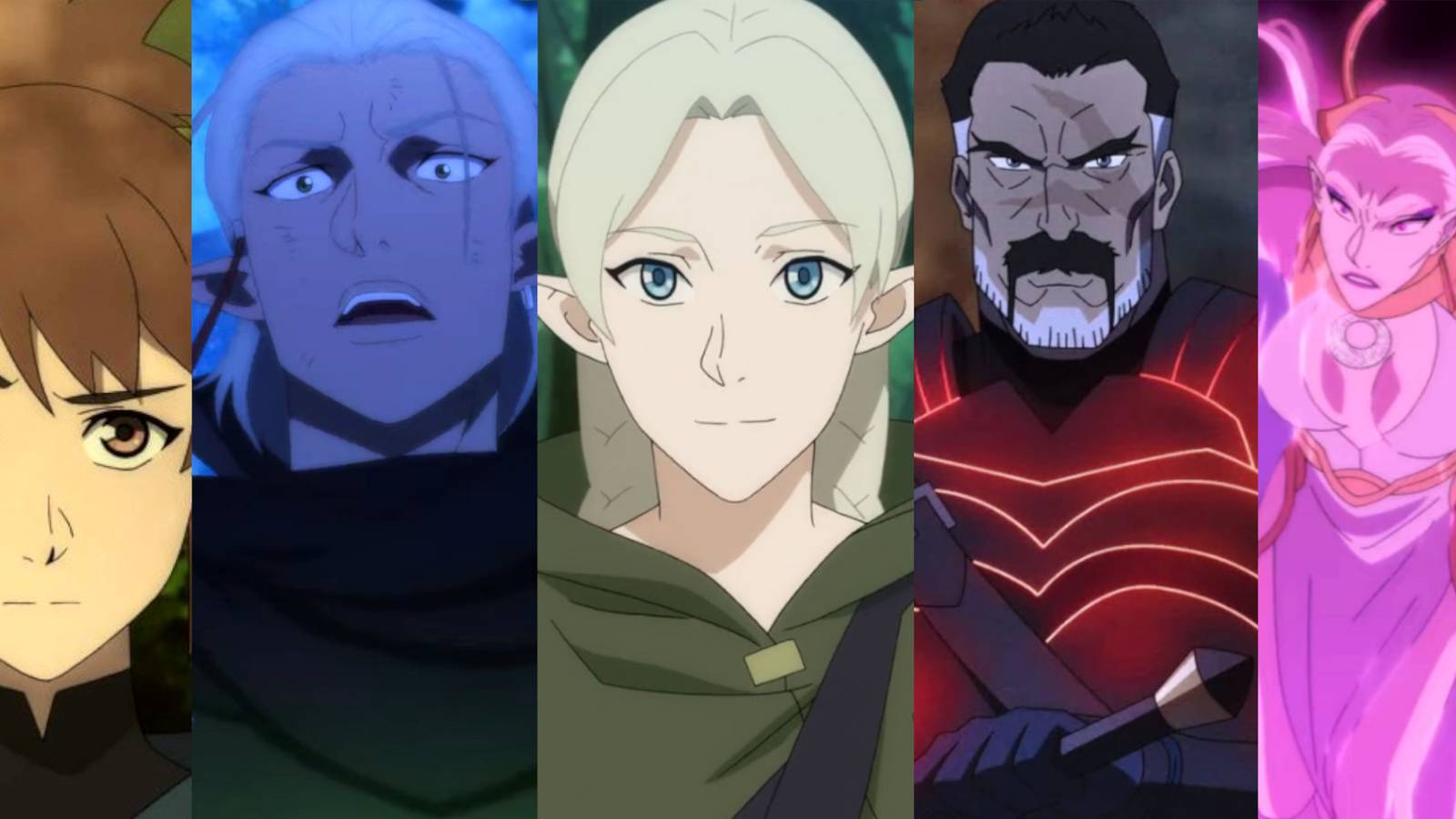 Dota Dragon's Blood Original Characters Fymryn, Drysi,, Kaden, Marci and Selemena Netflix, Valve, Steam