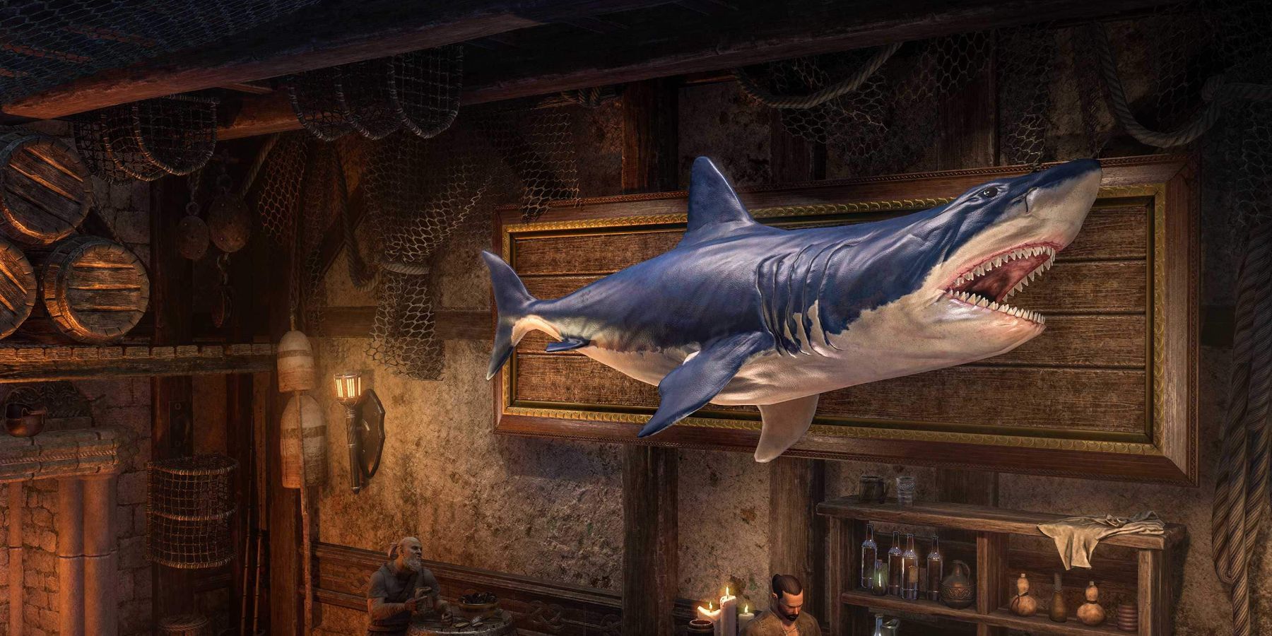 Elder Scrolls Online High Isle Лучшая новая мебель Blue Fan Shark Mounted