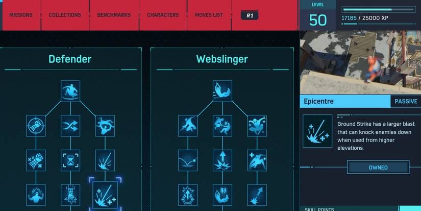 Epicenter skill from the Defender skill tree from the Marvel's Spider-Man Game