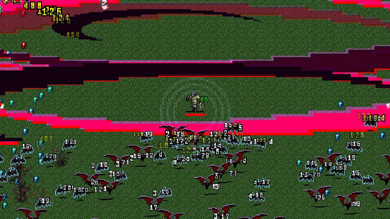 Antonio using a limit broken Bloody Tear in Mad Forest in Vampire Survivors