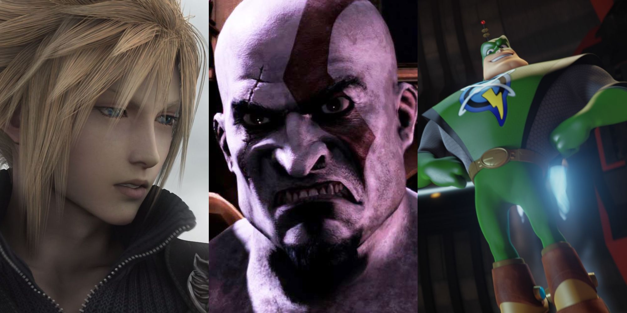 Flanderized Characters Cloud Kratos Captain Qwark