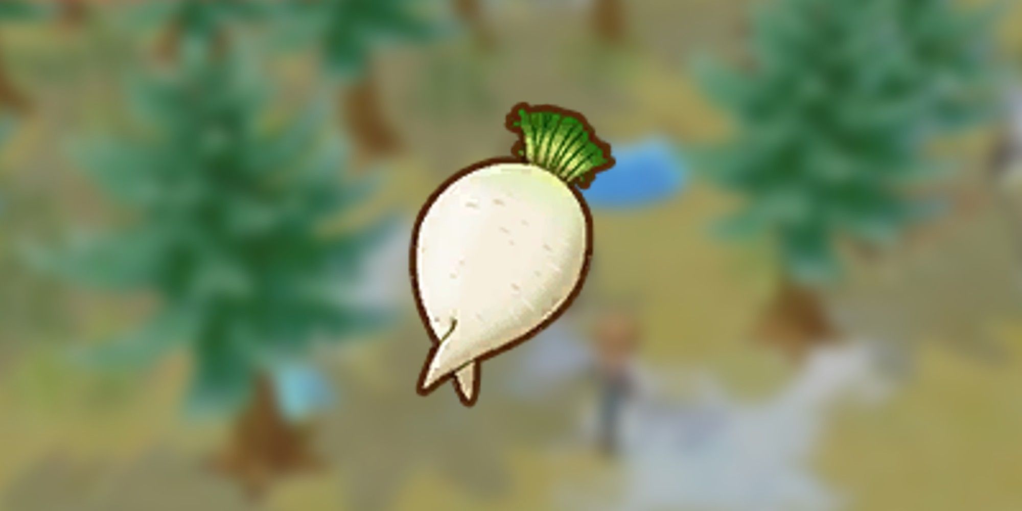 Fork-Root Daikon in front of a snowy background in Story of Seasons: Pioneers of Olive Town