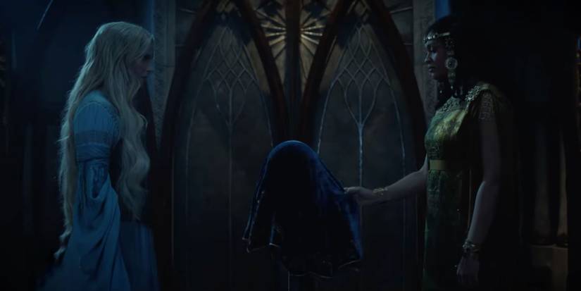 Galadriel, Miriel, and a Palantir in The Lord of the Rings: The Rings of Power