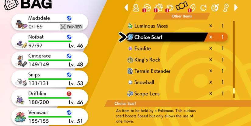 Pokemon Held Item Choice Scarf
