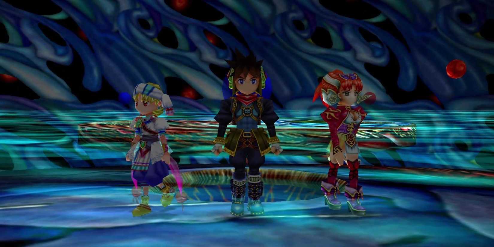 Ryudo, Millenia, and Elena in Grandia II