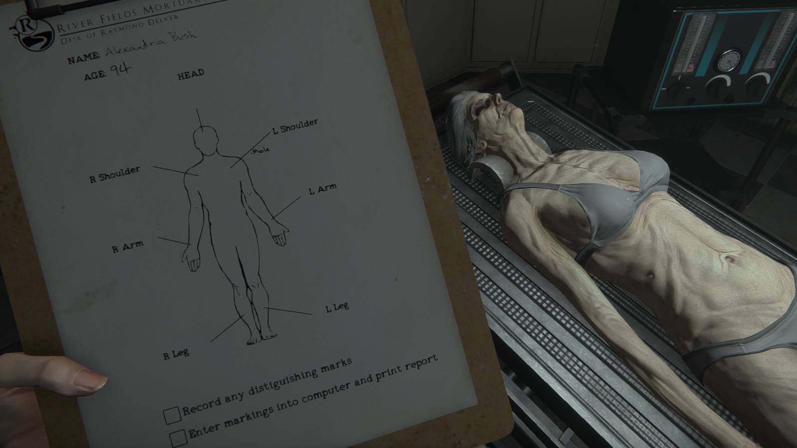 The Mortuary Assistant embalming clipboard