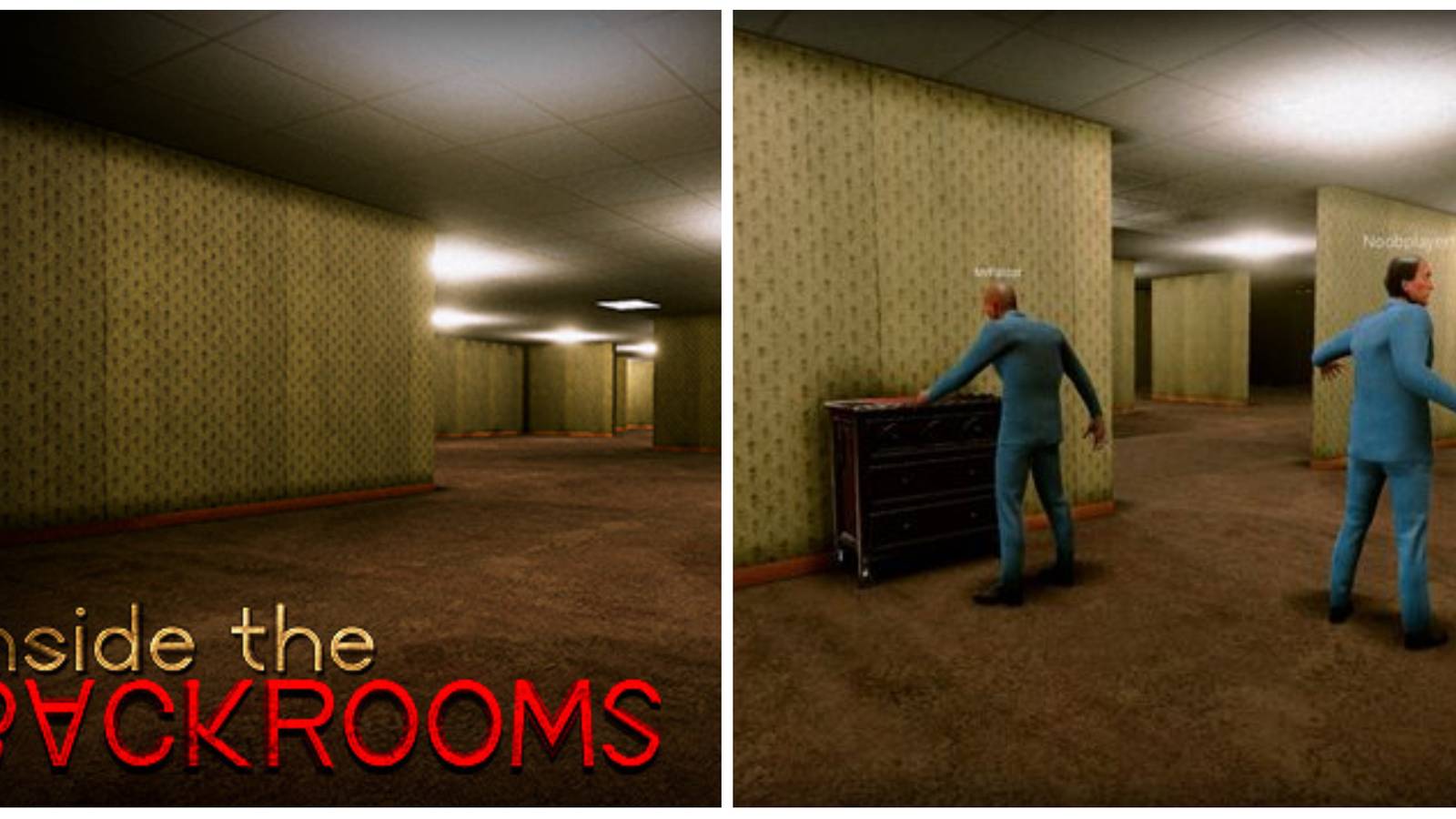 Inside the backrooms tips logo and two players