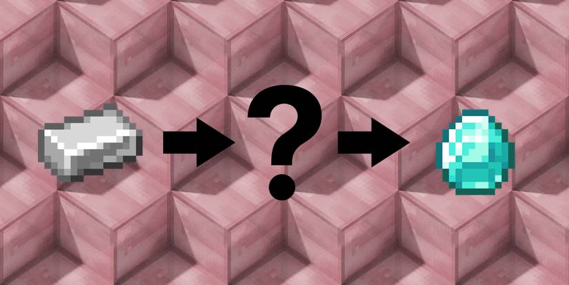 Minecraft Iron and Diamonds with Rose Gold in the middle