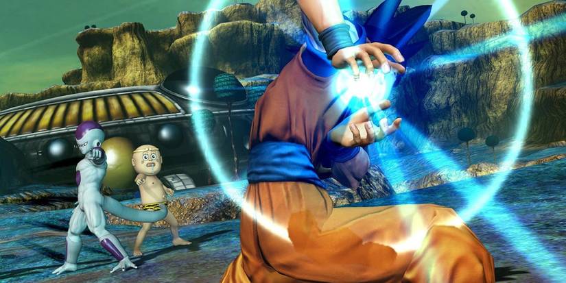 J Stars Victory VS Goku firing a Kamehameha at Frieza