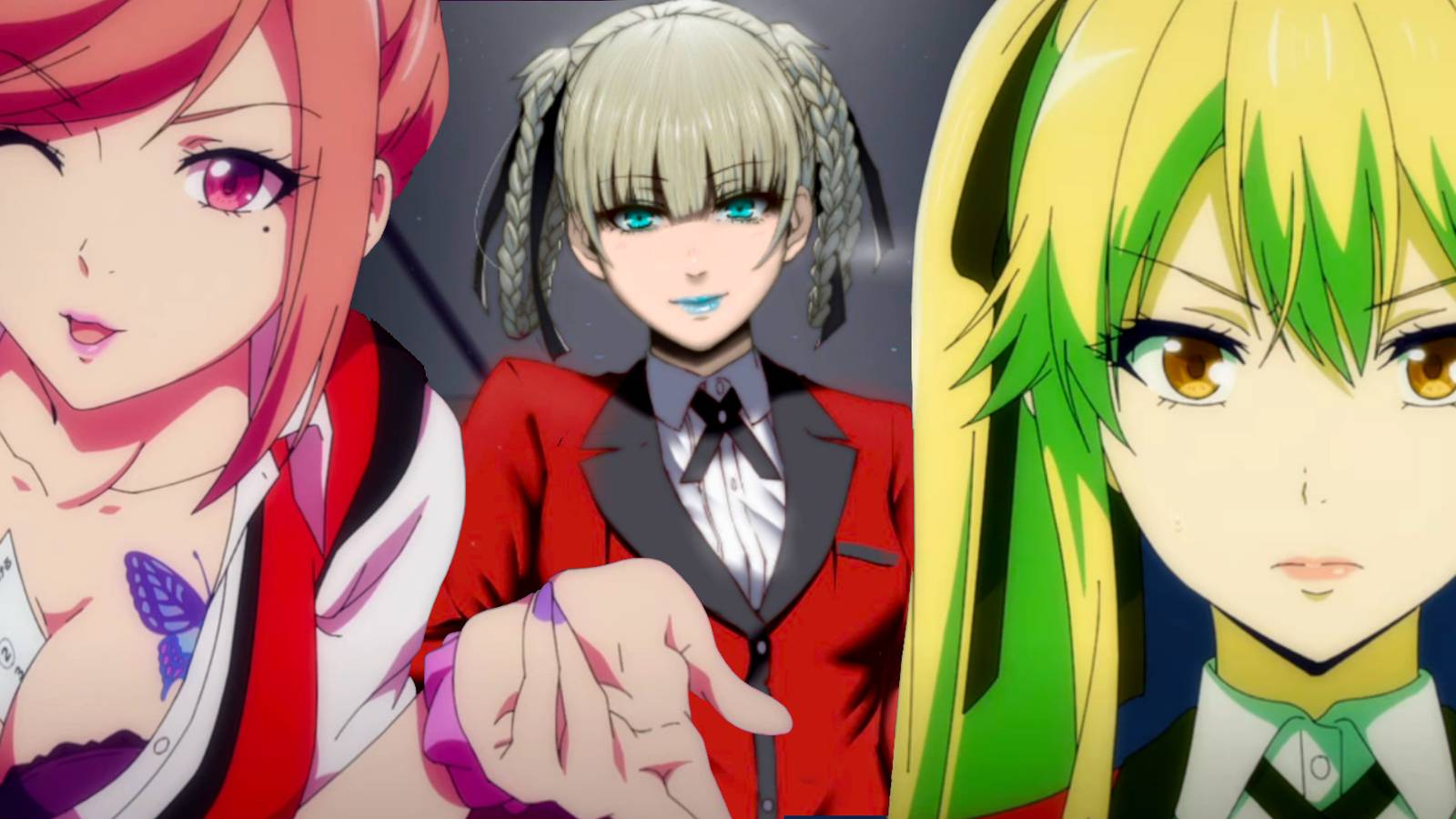 Kakegurui Compulsive Gambler, Kakegurui, XX Kakegurui Twin Kurumi Kurume, Kirari Momobami and Mary Saotome