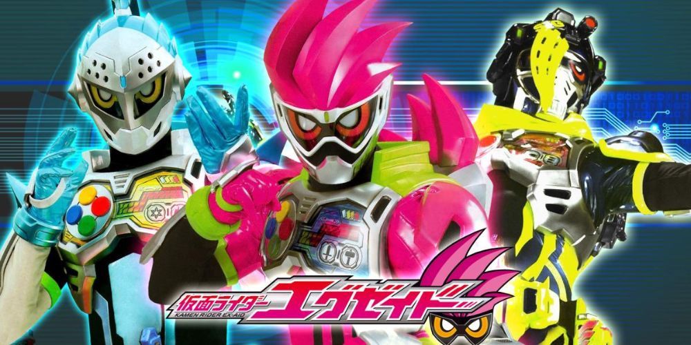 Blue, pink and black superheroes from Kamen Rider Ex Aid