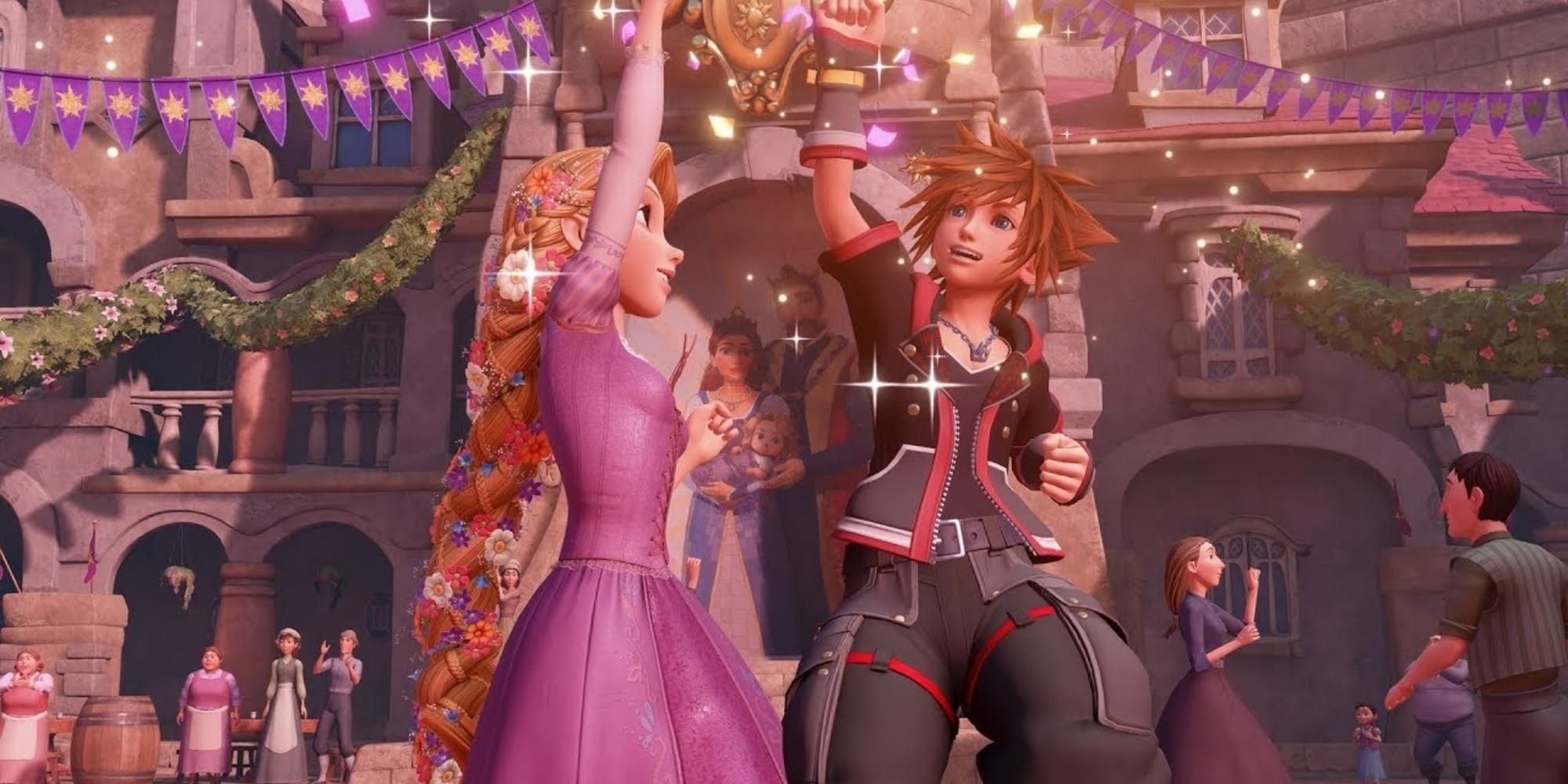 Rapunzel and Sora in Kingdom Hearts 3