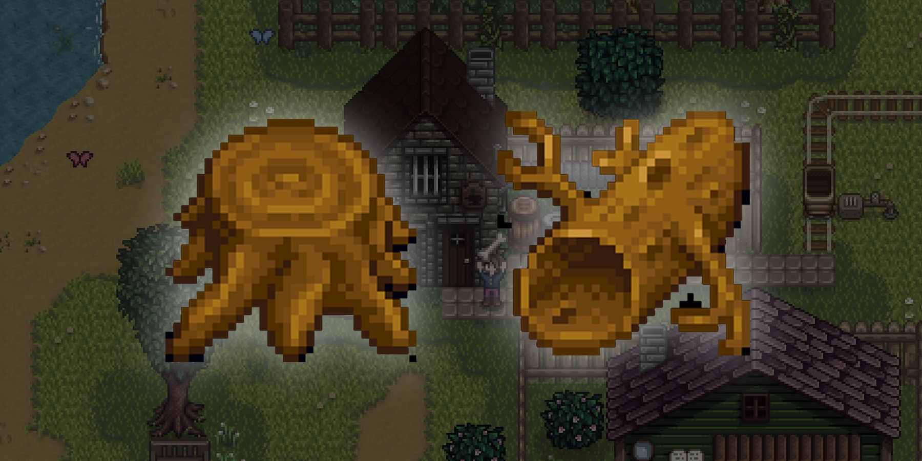 Large Stumps and Large Logs in Stardew Valley