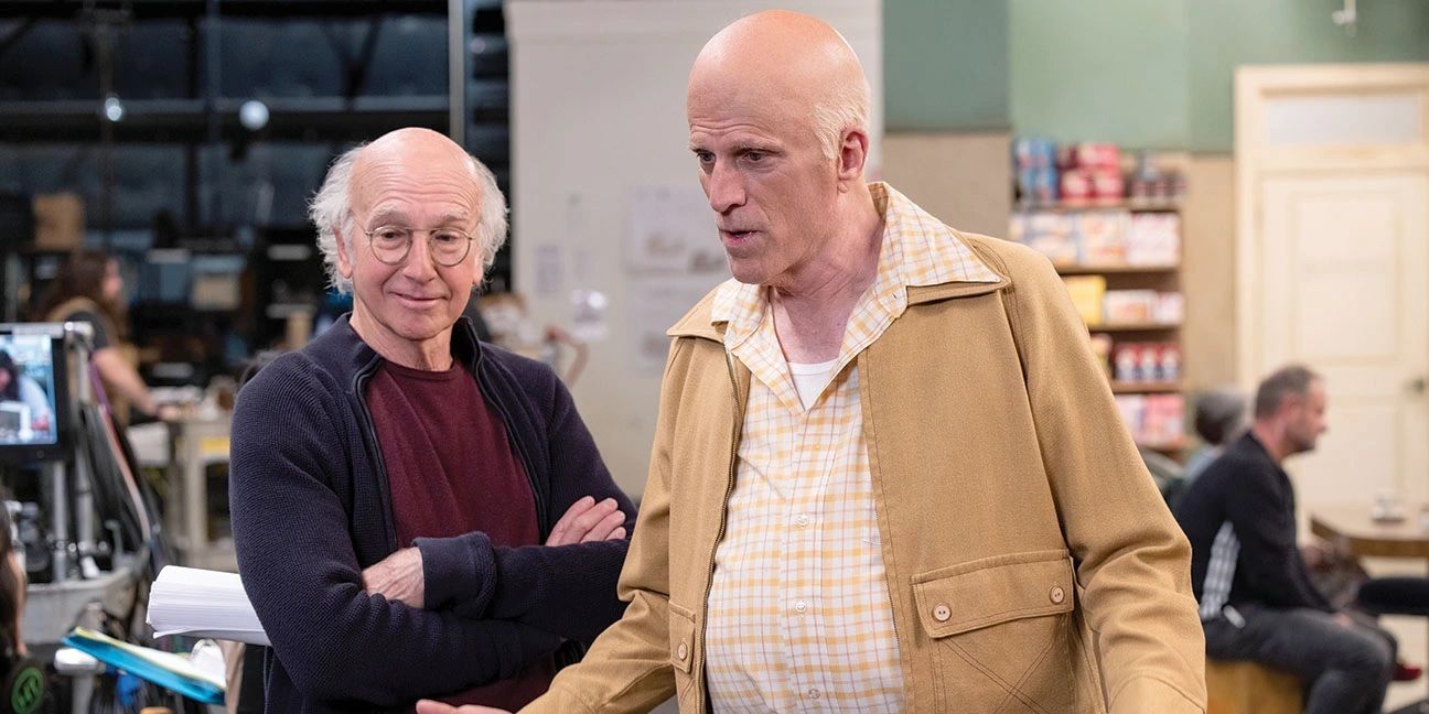 Larry David and Ted Danson on set in Curb Your Enthusiasm season 11
