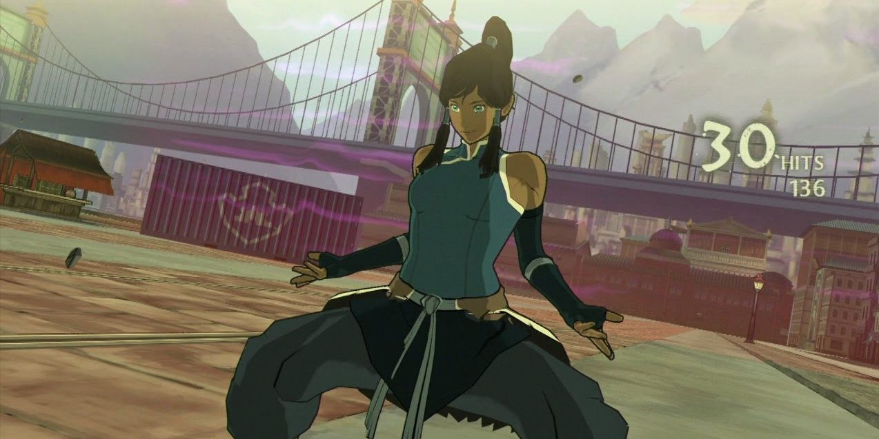 Korra from The Legend of Korra Game posing with the text saying 30 hits on the side of the image