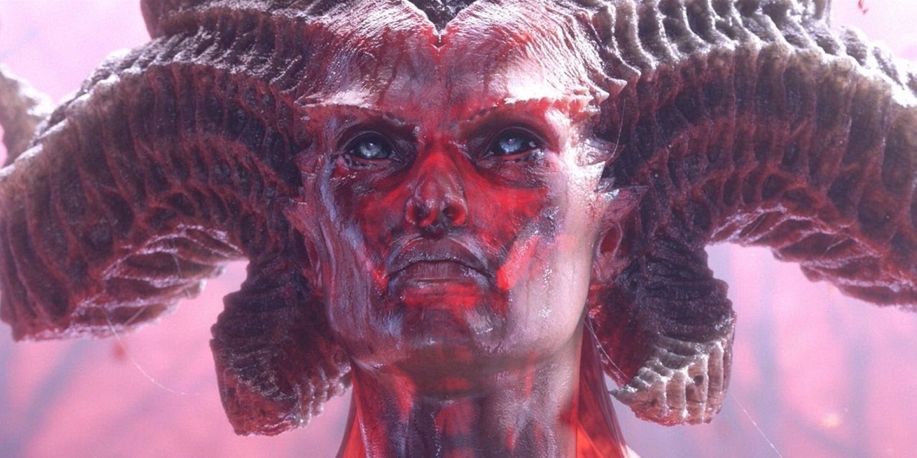 Close up of Lilith's face in Diablo 4