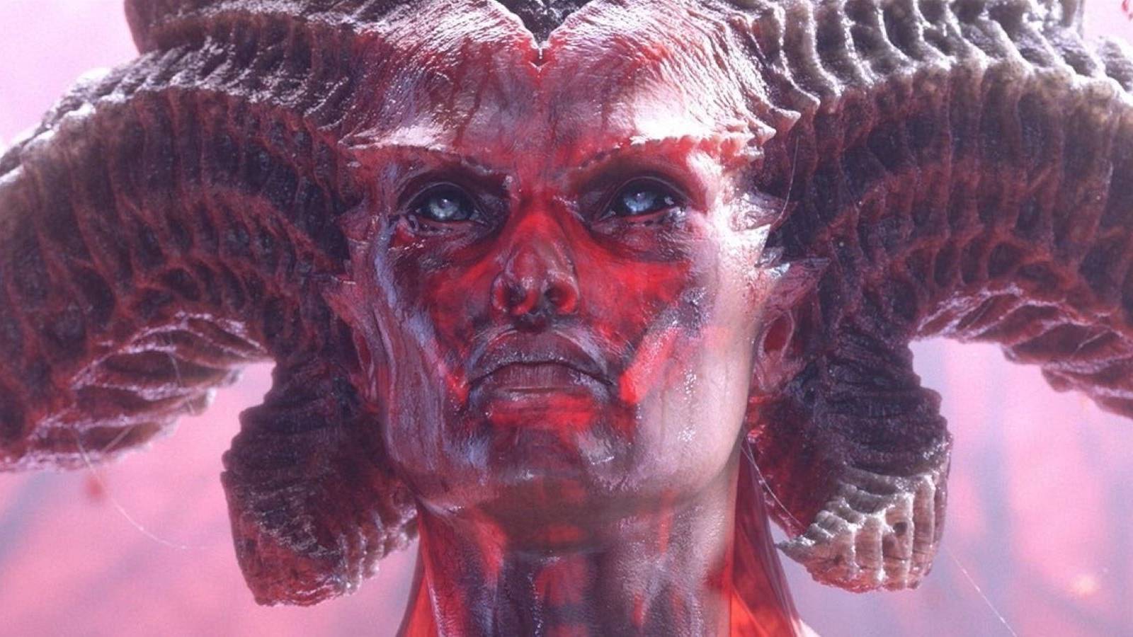 Close up of Lilith's face in Diablo 4