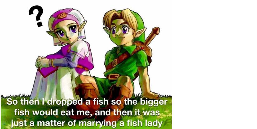 Link and Zelda sitting next to each other as children, Link is describing his many misadventures