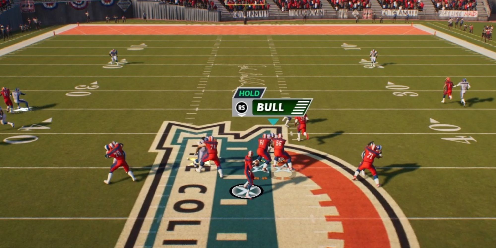 Madden NFL 23 Bull Rushing Two Opponents On The Defense