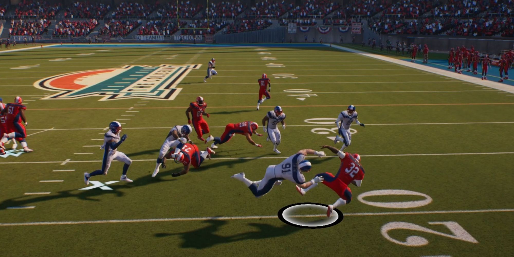 Madden NFL 23 Clobbering A Runner With The Hit Stick