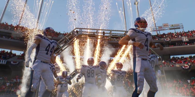 Madden NFL 23 Players Going Through The Pyrotechnics