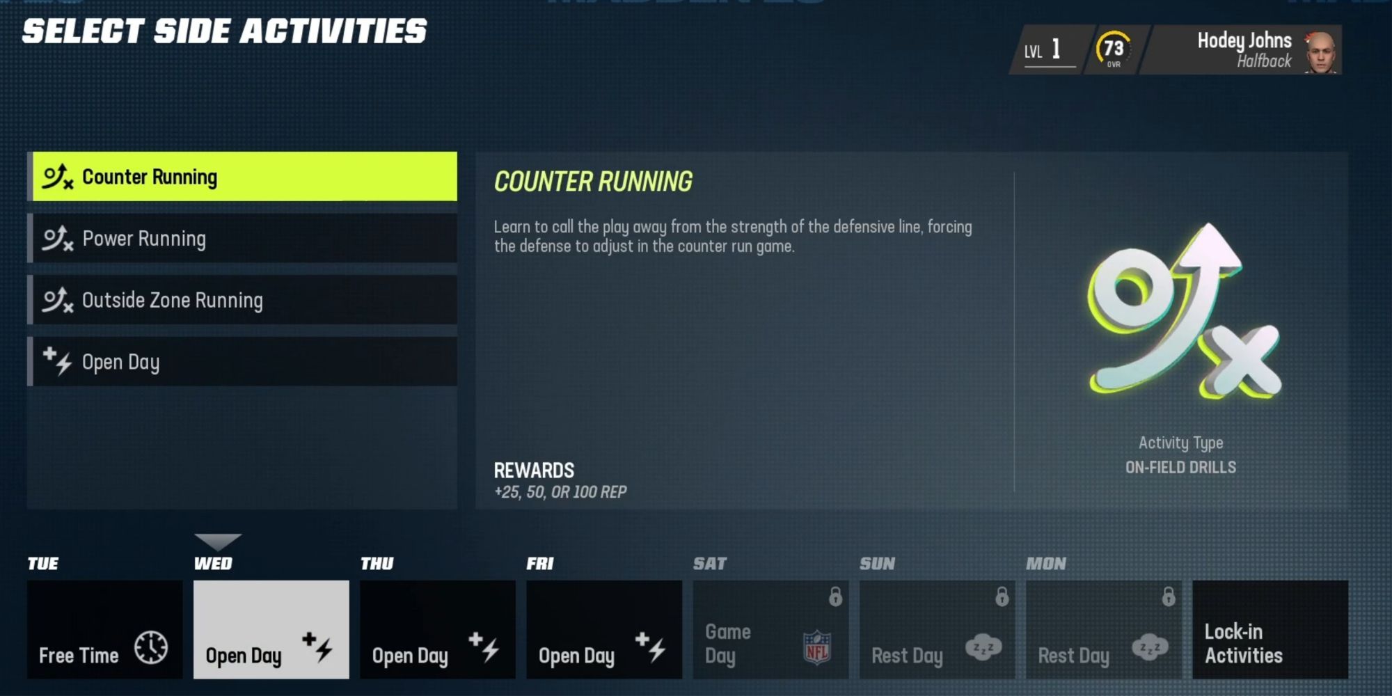 Madden NFL 23 Selecting Side Activities