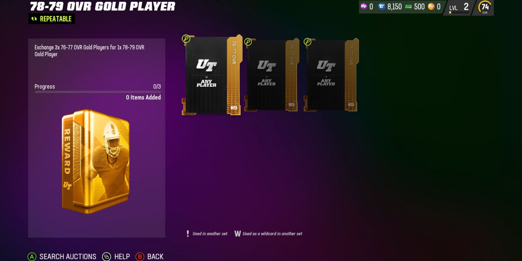 Madden NFL 23 Upgrading A Gold Card