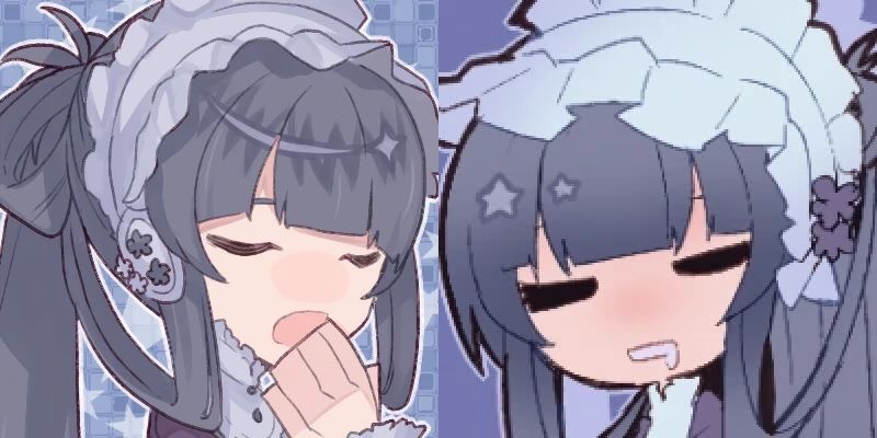 Split image of Meru Myojo's official artwork and her in-game mutter icon in 1bitHeart