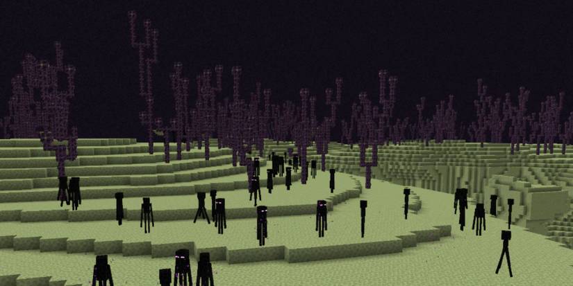 Minecraft Endermen Among Chorus Trees