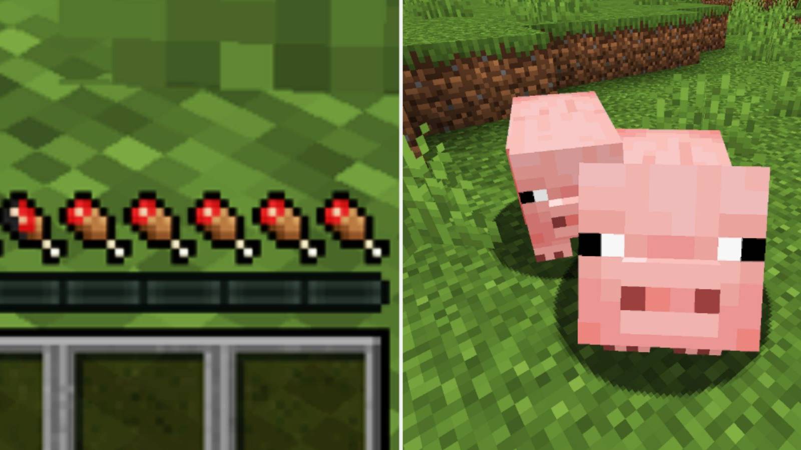 Minecraft Hunger Bar and Pigs