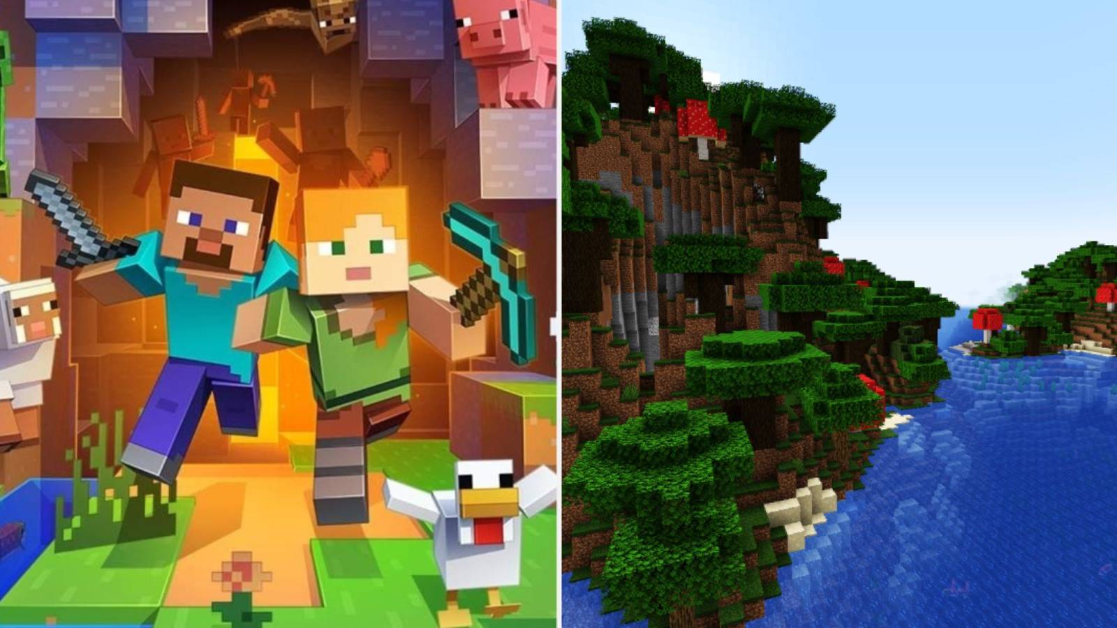 Minecraft Steve And Alex And Dark Oak Biome