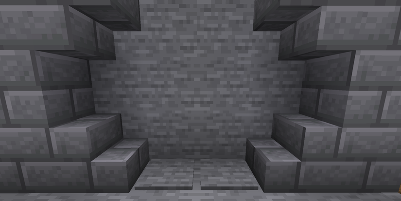 A stone and stone brick door in Minecraft