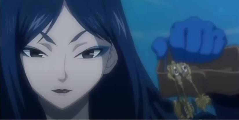 Minerva stealing Lucy's keys from her during the Naval Battle in Fairy Tail