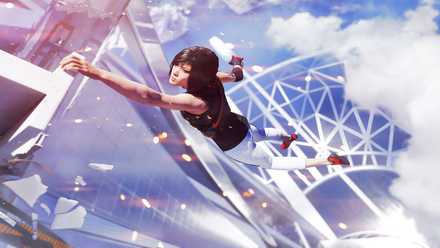 Mirror's Edge Catalyst's Faith hanging on the Shard